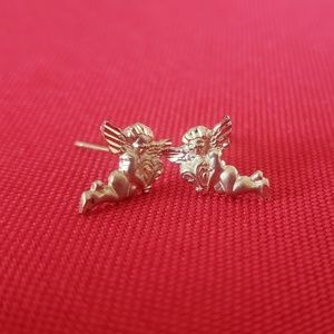 14k Gold Cherub Studs